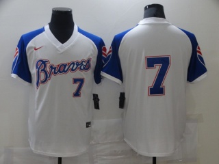 Nike Atlanta Braves #7 Dansby Swanson Pullover Jersey White/Blue