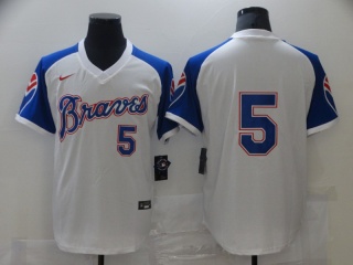 Nike Atlanta Braves #5 Freddie Freeman Pullover Jersey White/Blue