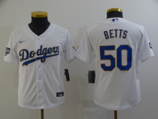 Youth Nike Los Angeles Dodgers #50 Mookie Betts 2021 Gold Program Jersey White/Gold