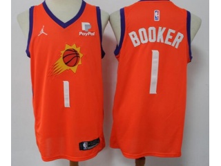 Jordan Phoenix Suns #1 Devin Booker Jersey Orange