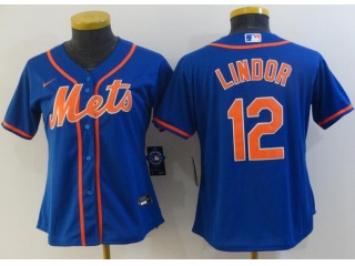Woman Nike New York Mets #12 Francisco Lindor Cool Base Jersey Blue