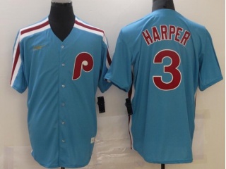 Nike Philadelphia Phillies #3 Bryce Harper Throwback Jersey Blue