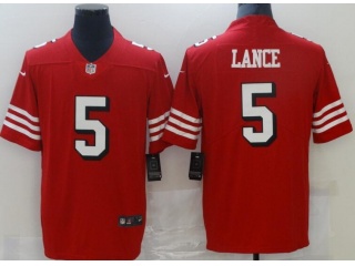 San Francisco 49ers #5 Trey Lance Color Rush Vapor Limited Jersey Red 