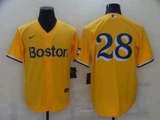 Nike Boston Red Sox #28 Cool Babse Jersey Yellow