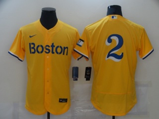 Nike Boston Red Sox #2 Flex Base Jersey Yellow