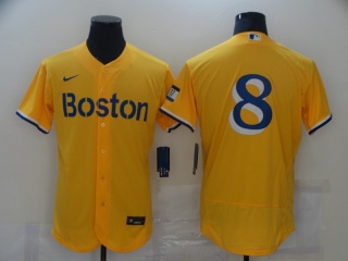 Nike Boston Red Sox #8 Flex Base Jersey Yellow