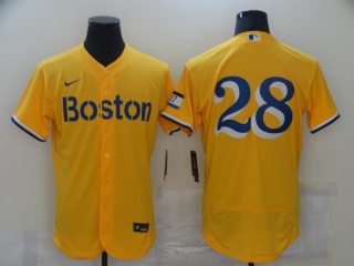 Nike Boston Red Sox #28 Flex Base Jersey Yellow