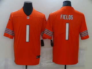 Chicago Bears #1 Justin Fields Vapor Limited Jersey Orange