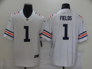 Chicago Bears #1 Justin Fields Vapor Throwback 100th Limited Jersey White