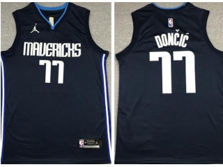 Jordan Dallas Mavericks #77 Luka Doncic Finished Jersey Navy Blue