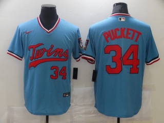 Nike Minnesota Twins #34 Kirby Puckett Pullover Jersey Blue