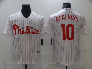 Nike Philadelphia Phillies #10 J.T. Realmuto Cool Base Jersey White Pinstripes