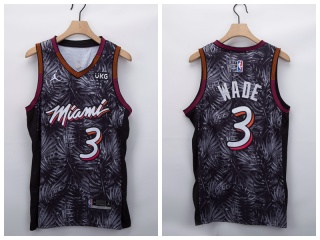 Jordan Miami Heat #3 Dwyane Wade 2021 Fashion Jersey Gray