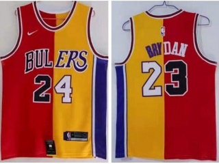 Chicago Bulls/Los Angeles Lakers  #23 Michael Jordan/#24 Kobe Bryant JerseyRed And Yellow