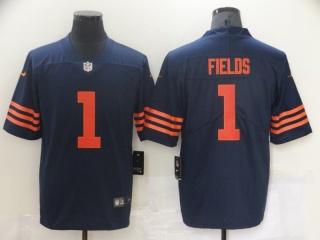Chicago Bears #1 Justin Fields Limited Jersey Blue with Orange Number