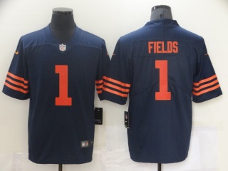 Chicago Bears #1 Justin Fields Limited Jersey Blue with Orange Number 