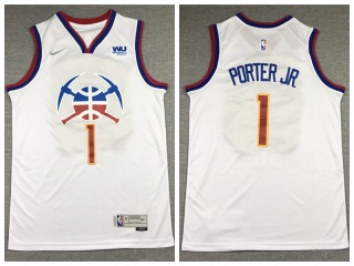 Nike Denver Nuggets #1 Michael Porter 2021 Earned Jersey White