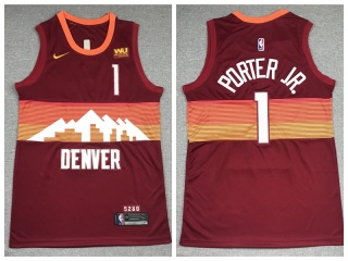 Nike Denver Nuggets #1 Michael Porter 2021 City Jersey Red
