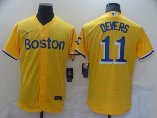 Nike Boston Red Sox #11 Rafael Devers Flex Base Jersey Yellow