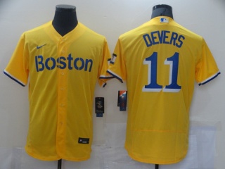Nike Boston Red Sox #11 Rafael Devers Flex Base Jersey Yellow