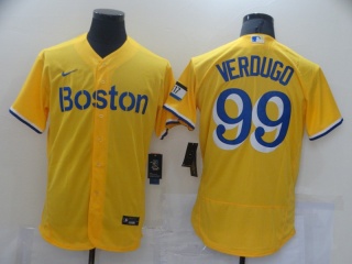 Nike Boston Red Sox #99 Alex Verdugo Flex Base Jersey Yellow