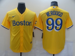 Nike Boston Red Sox #99 Alex Verdugo Cool Base Jersey Yellow