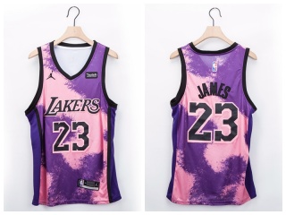 Nike Los Angeles Lakers #23 Lebron James 2021 Fashion Jersey Purple