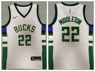 Nike Milwaukee Bucks #22 Khris Middleton Basketball Jersey White