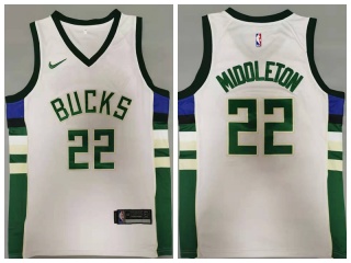 Nike Milwaukee Bucks #22 Khris Middleton Basketball Jersey White