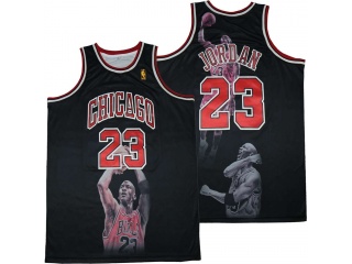 Chicago Bulls #23 Michael Jordan Portrait Jersey Black
