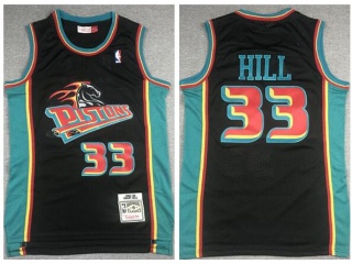 Detroit Pistons #33 Grant Hill Throwback Jersey Black