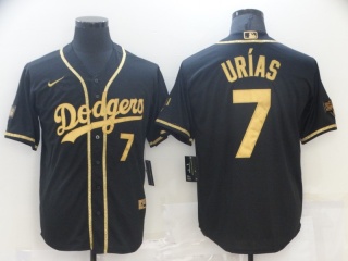 Nike Los Angeles Dodgers #7 Julio Urias 2021 Cool Base Jersey Black Golden
