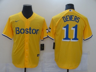 Nike Boston Red Sox #11 Rafael Devers Cool Base Jersey Yellow