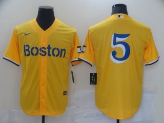 Nike Boston Red Sox #5 Cool Base Jersey Yellow