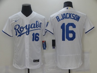 Nike Kansas City Royals #16 Bo Jackson Flex Base Jerseys White
