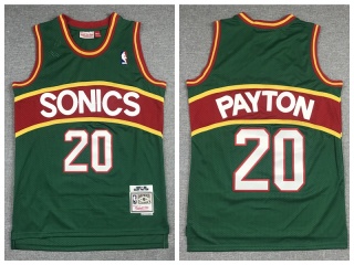 Seattle SuperSonics #20 Gary Payton 1995-96 Throwback Jersey Green with Red Crossband