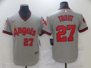 Nike Los Angeles Angels #27 Mike Trout Pullover Jersey Gray