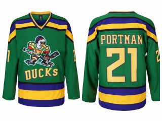 Anaheim Mighty Ducks #21 Dean Portman Movie Hockey Jersey Green