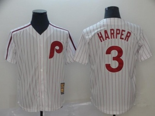 Philadelphia Phillies #3 Bryce Harper Throwback Jersey White Pinstripes