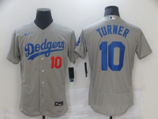 Nike Los Angeles Dodgers #10 Justin Turner Flexbase Jersey Grey Dodgers