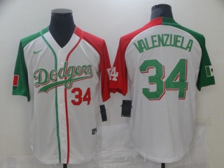 Nike Los Angeles Dodgers #34 Fernando Valenzuela Mexican Heritage Night Cool Base Jersey White