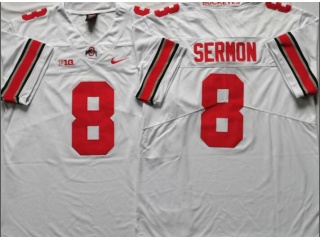 Ohio State Buckeyes #8 Trey Sermon Jersey White