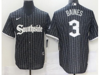 Nike Chicago White Sox #3 Harold Baines Southside 2021 City Cool Base Jerseys Black