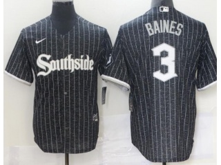 Nike Chicago White Sox #3 Harold Baines Southside 2021 City Cool Base Jerseys Black 