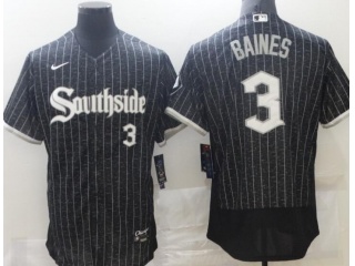 Nike Chicago White Sox #3 Harold Baines Southside 2021 City Flexbase Jerseys Black