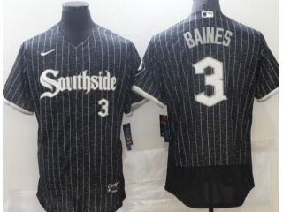 Nike Chicago White Sox #3 Harold Baines Southside 2021 City Flexbase Jerseys Black 