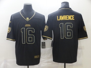 Jacksonville Jaguars #16 Trevor Lawrence Vapor Limited Jersey Black with Golden Name