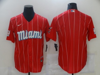 Miami Marlins Blank 2021 City Connect Jersey Red