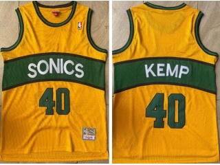 Seattle SuperSonics #40 Shawn Kemp Throwback Jersey Yellow