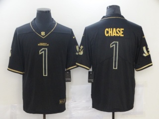 Cincinnati Bengals #1 Ja’Marr Chase Limited Jersey Black with Golden Name